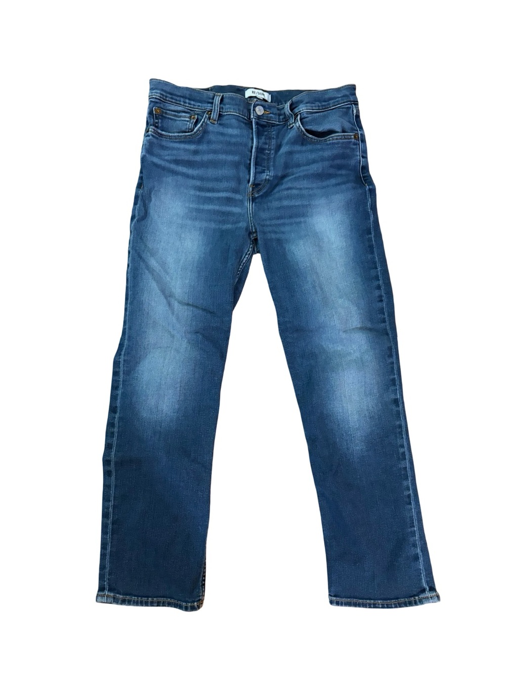 RE/DONE Mid Rise Stove Pipe Straight Leg Jeans Medium Blue Women’s Size 31